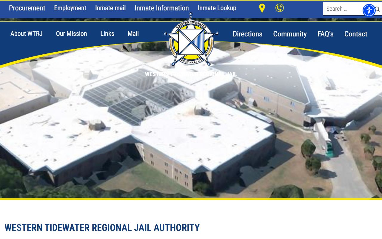 Western Tidewater Regional Jail capacity and population source for Isle of Wight County inmates