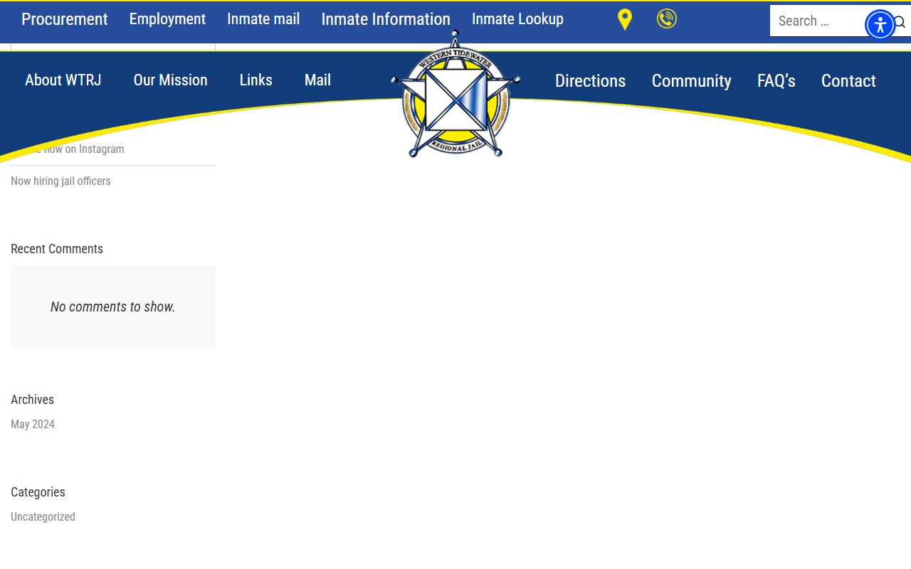 Western Tidewater Regional Jail inmate lookup for Isle of Wight County inmate search